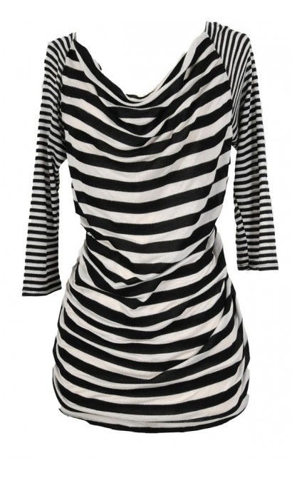 Krista Stripe Top in Ivory/Black